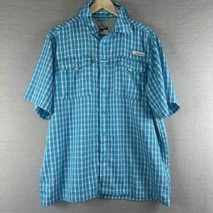 Habit Solar Finder Men's Blue Plaid Vented Button Down Pockets Shirt LARGE